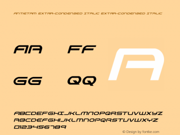 Antietam Extra-Condensed Italic Version 1.0; 2015 Font Sample