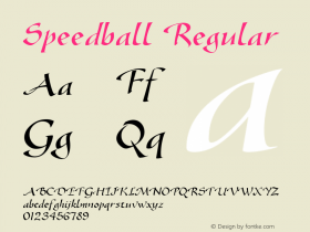 Speedball Regular The IMSI MasterFonts Collection, tm 1995, 1996 IMSI (International Microcomputer Software Inc.) Font Sample