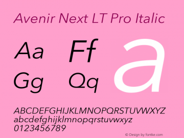 AvenirNextLTPro-Italic Version 1.000;PS 001.001;hotconv 1.0.56图片样张