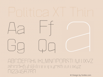 Politica XT Thin Version 1.0; April 2004 Font Sample