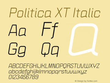Politica XT Italic Version 1.0; April 2004图片样张