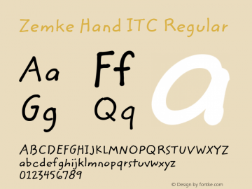 Zemke Hand ITC Version 001.001 Font Sample