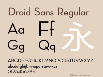 Droid Sans Version 1.00 June 13, 2016, initial release图片样张