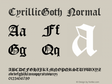 CyrillicGoth Normal 1.0 Mon Nov 23 18:12:50 1992图片样张
