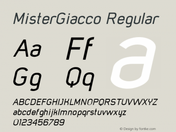 MisterGiacco-MediumOblique Version 001.000 Font Sample