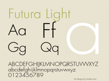 Futura Light Version 001.002 Font Sample