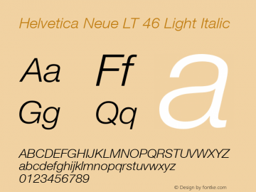 Helvetica LT 46 Light Italic Version 6.70; 2006图片样张