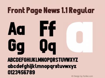 Front Page News 1.1 Version 1.00 March 10, 2014, initial release Font Sample