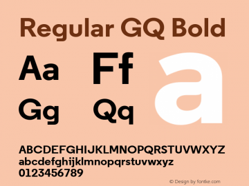Regular GQ Bold Version 1.002 Font Sample