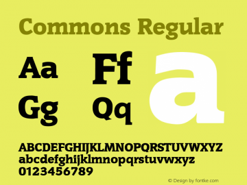 Commons Regular Altsys Fontographer 3.5  2/8/93图片样张