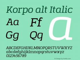 Korpoalt-Italic Version 001.001 Font Sample