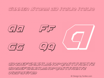 Gunner Storm 3D Italic Version 1.0; 2013 Font Sample