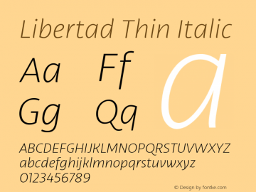 Libertad-ThinItalic Version 1.000 Font Sample