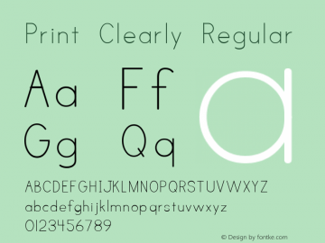 Print Clearly Regular 2.0 Created 12/7/01 Font Sample