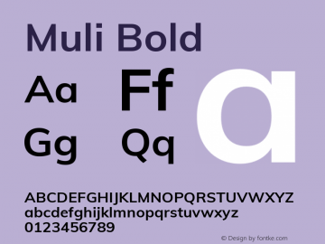 Muli Bold Version 2.000 Font Sample