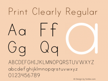 Print Clearly Regular Version 001.000 Font Sample