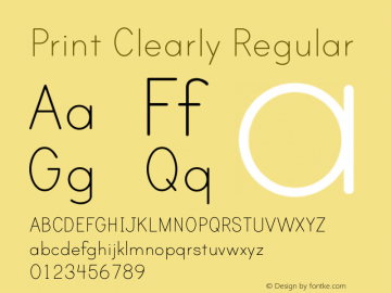 Print Clearly Regular Version 001.000 Font Sample