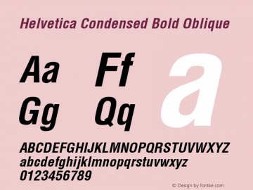 Helvetica Condensed Bold Oblique Version 6.1; 2002图片样张