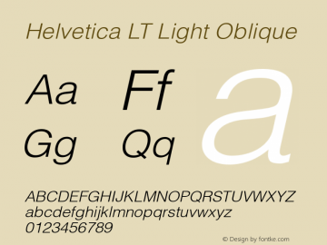 Helvetica LT Light Oblique Version 6.1; 2002图片样张