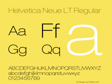 HelveticaNeueLT-ThinExtObl 006.000 Font Sample