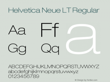 HelveticaNeueLT-ThinExtObl 006.000 Font Sample