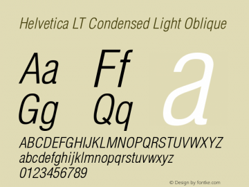 Helvetica LT Condensed Light Oblique Version 6.1; 2002图片样张