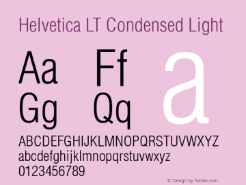 Helvetica LT Condensed Light Version 6.1; 2002图片样张