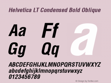 Helvetica LT Condensed Bold Oblique Version 6.1; 2002图片样张