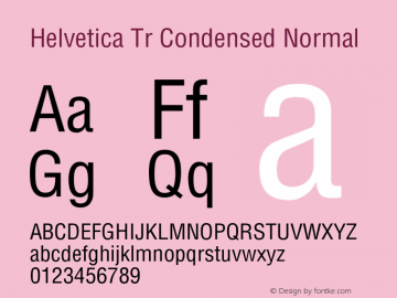 HelveticaTr-CondensedNormal Version 1.000 Font Sample