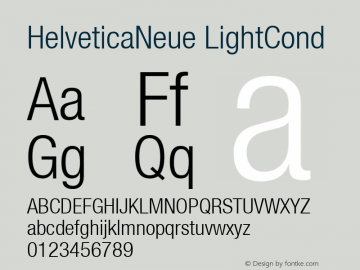 HelveticaNeue LightCond Macromedia Fontographer 4.1.5 5/20/02 Font Sample