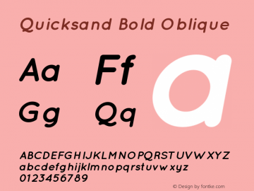 QuicksandBoldOblique-Regular Version 001.001 Font Sample