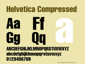 Helvetica Compressed Version 6.1; 2002 Font Sample