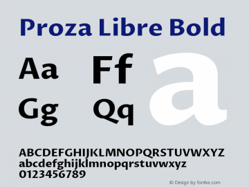 Proza Libre Bold Version 1.000; ttfautohint (v1.4.1.8-43bc) Font Sample