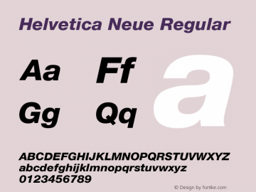 HelveticaNeue-HeavyItalic 001.101 Font Sample