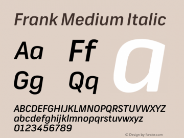 Frank-MediumItalic Version 001.000图片样张