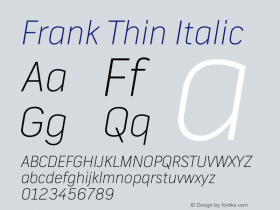 Frank-ThinItalic Version 001.000图片样张