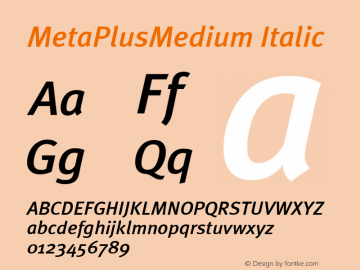 MetaPlusMedium Italic Altsys Fontographer 4.0.3 07-05-2003 Font Sample