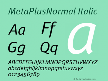 MetaPlusNormal Italic Altsys Fontographer 4.0.3 07-05-2003 Font Sample