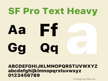 SF Pro Text Heavy 13.0d1e33 Font Sample