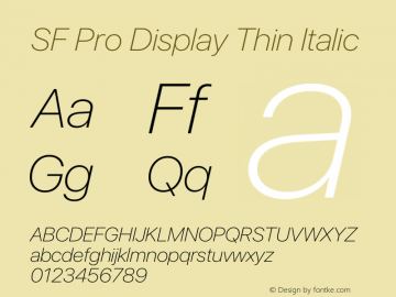 SF Pro Display Thin Italic Version 13.0d3e20图片样张