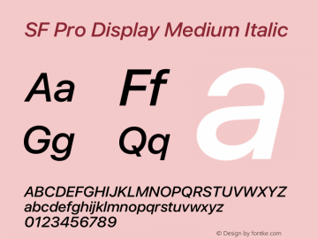 SF Pro Display Medium Italic Version 13.0d3e20图片样张