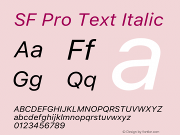 SF Pro Text Italic 13.0d1e33 Font Sample