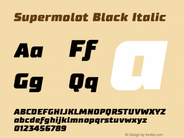 Supermolot-BlackItalic Version 1.000 Font Sample