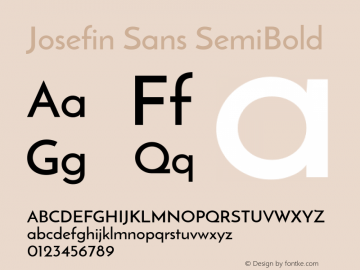 Josefin Sans SemiBold Version 1.0 Font Sample