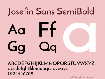 Josefin Sans SemiBold Version 1.0 Font Sample