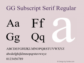 GG Subscript Serif Version 1.000 2008 initial release图片样张