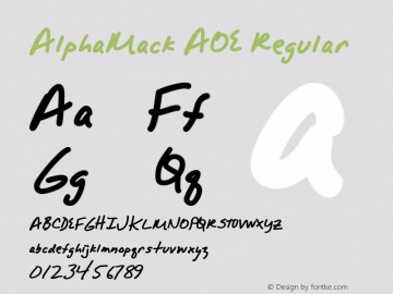 AlphaMack AOE Version 1.000 2006 initial release Font Sample
