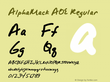 AlphaMack AOE Version 1.000 2006 initial release Font Sample