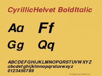 CyrillicHelvet BoldItalic 001.000 Font Sample