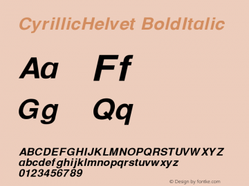 CyrillicHelvet BoldItalic 001.000 Font Sample